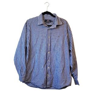 Vineyard Vines Men's Blue & White Gingham Whale Shirt Size L